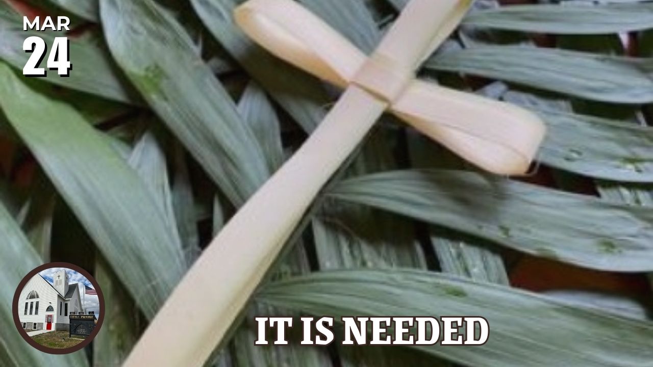 ribbon cross on palm leaves